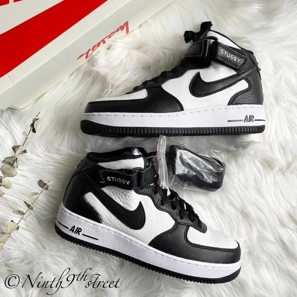 Nike x Stussy Air Force 1 Mid 07 Light Bone W8.5 DJ7840-002 NIB
